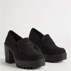 Faux Suede Heeled Loafer (WW)